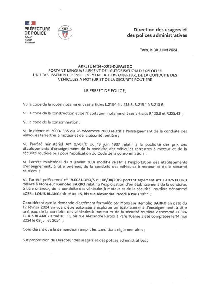 Programme de formation du permis de conduire categorie B