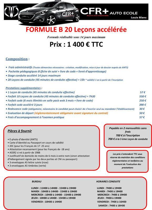 FORMULE B 20 LEÇONS B accélérée L.B