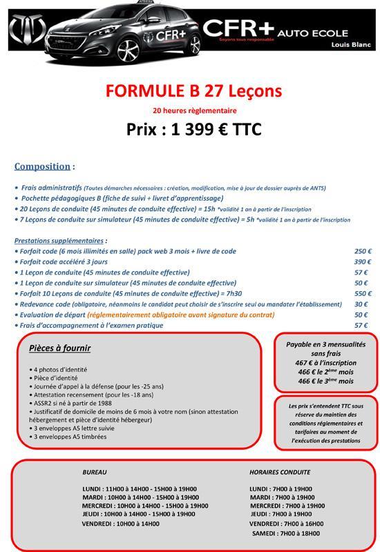 FORMULE B 27 LEÇONS 20H L.B