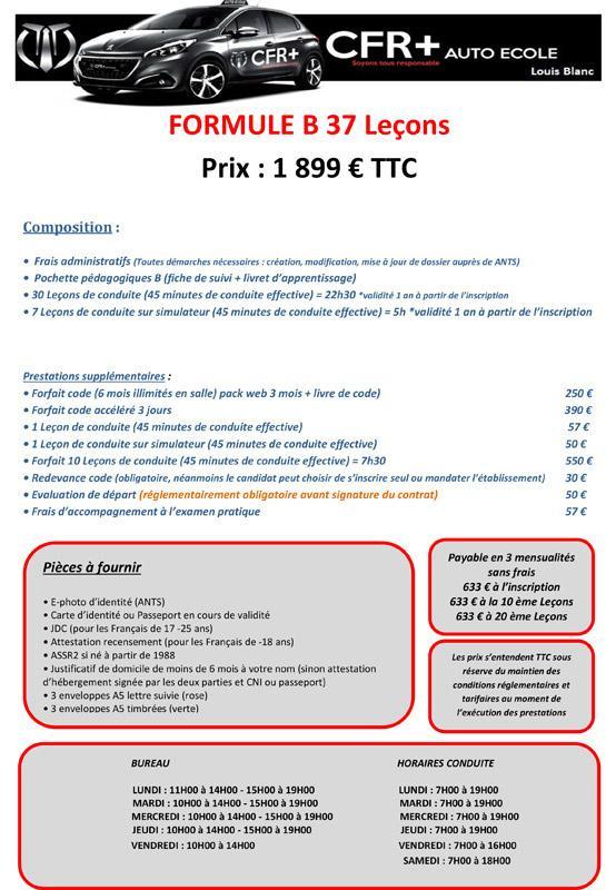 FORMULE B 37 LEÇONS 27H45 L.B