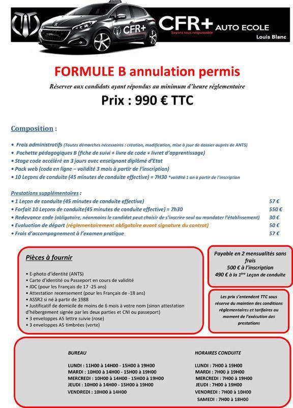 FORMULE B annulation de permis L.B