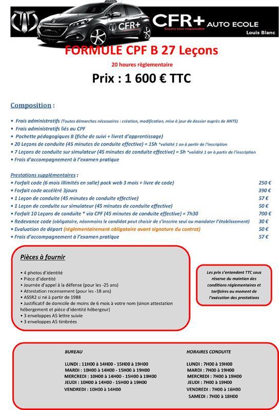 FORMULE CPF B 27 LEÇONS 20H L.B