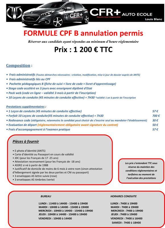 FORMULE CPF B annulation de permis L.B